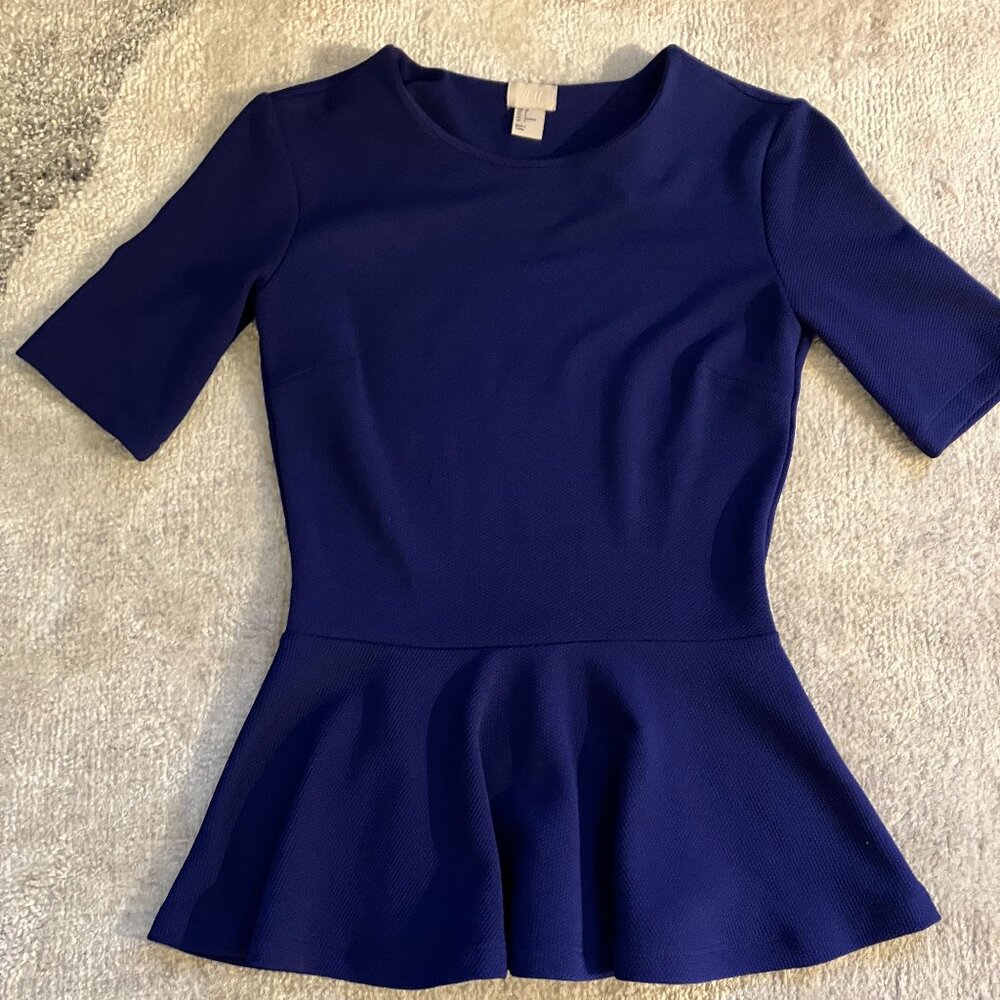 H&M ELECTRIC BLUE PEPLUM TOP